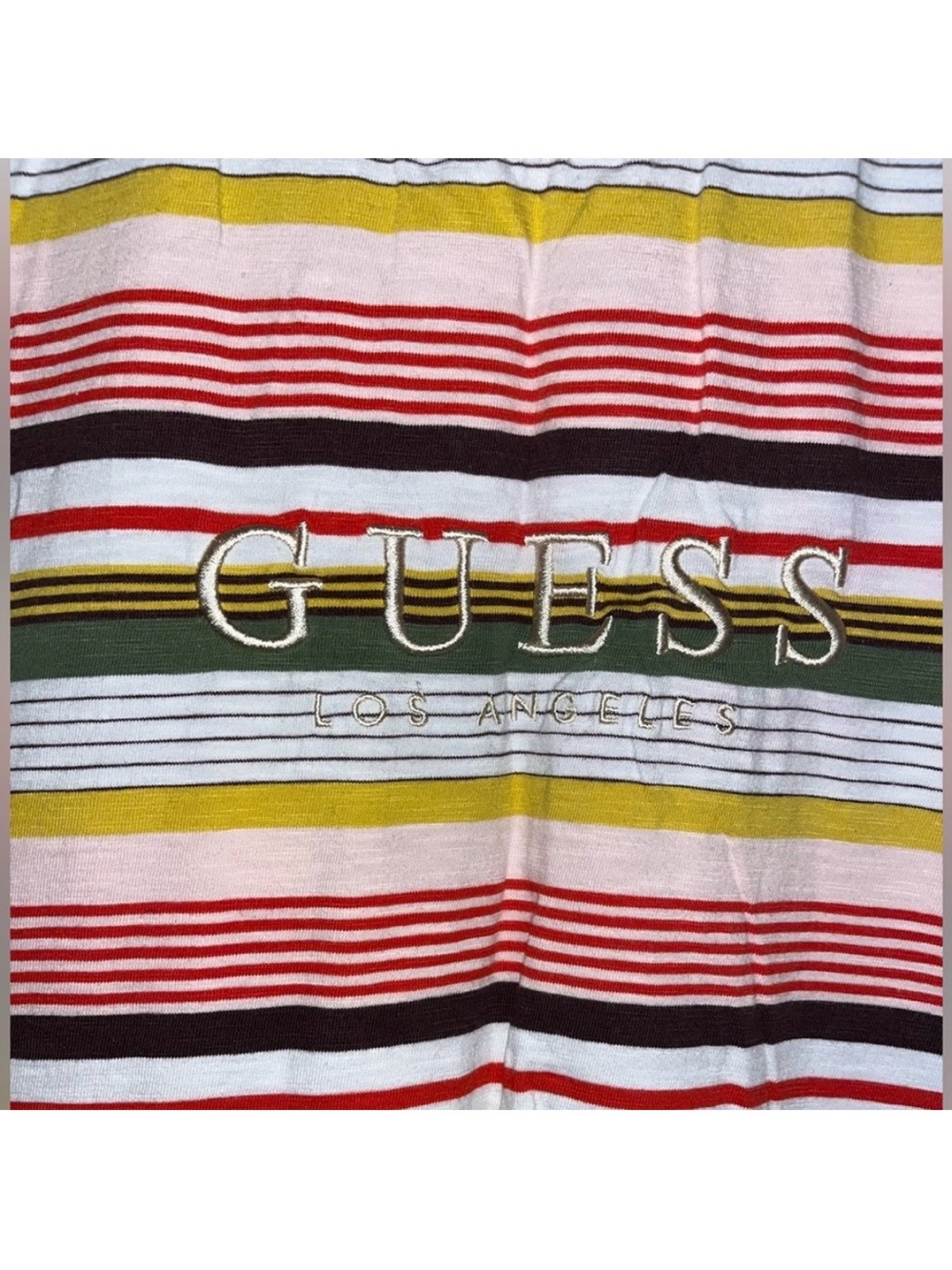 Guess Originals Retro Short Sleeve T Shirt With Horizontal Stripes Men’s Size XL - Picture 3 of 7